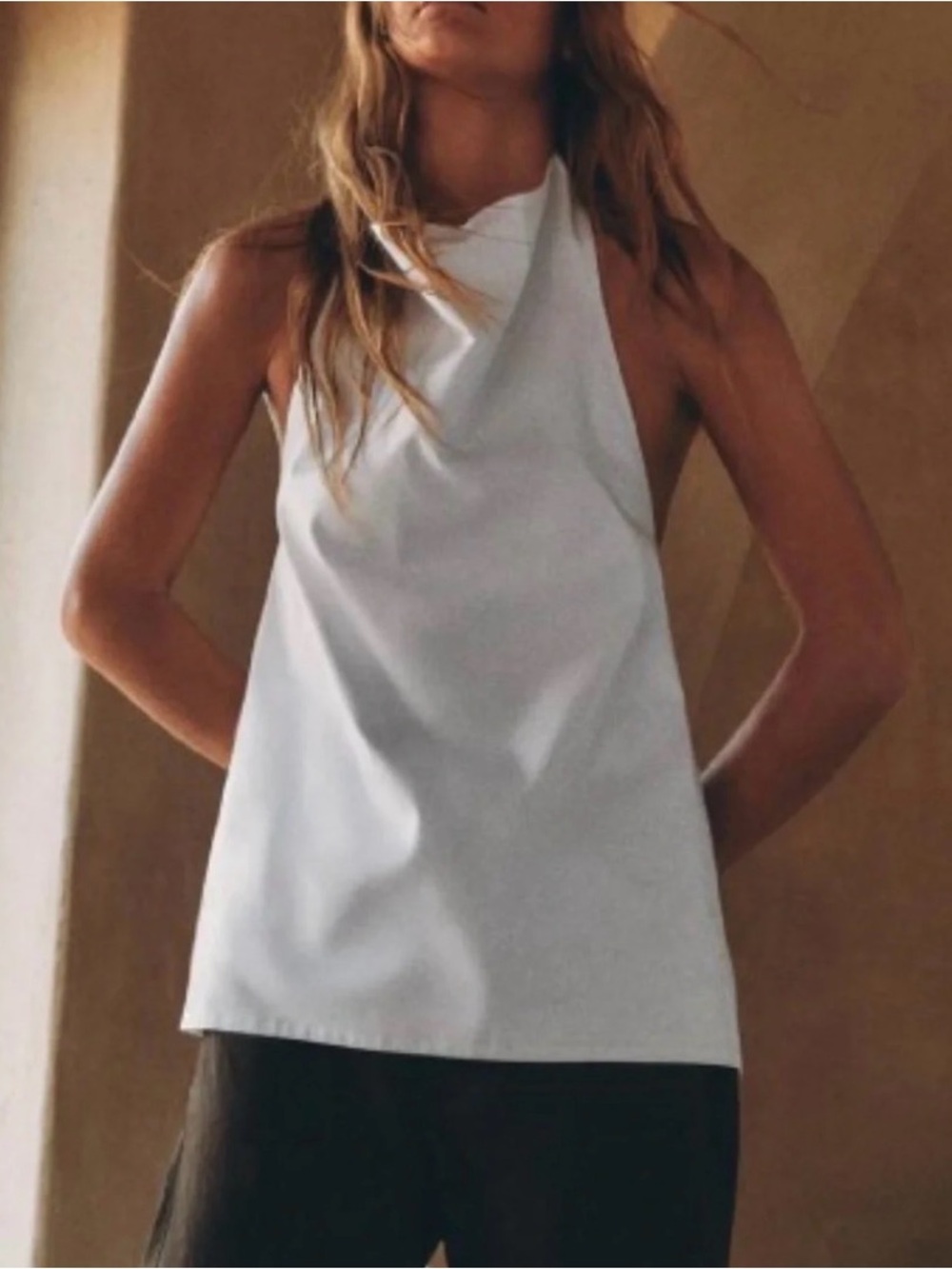 Zara White Halter Neck Backless Camisole